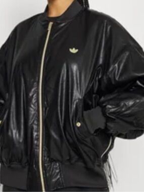 adidas Black Bomber Jacket with Gold Accents